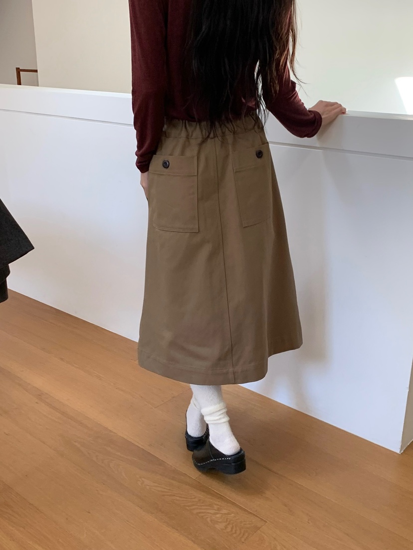 LOVEMYSANTA韓國直郵女士新款休閑推薦真品長裙斜紋布紐扣LOVEMYSANTA長裙