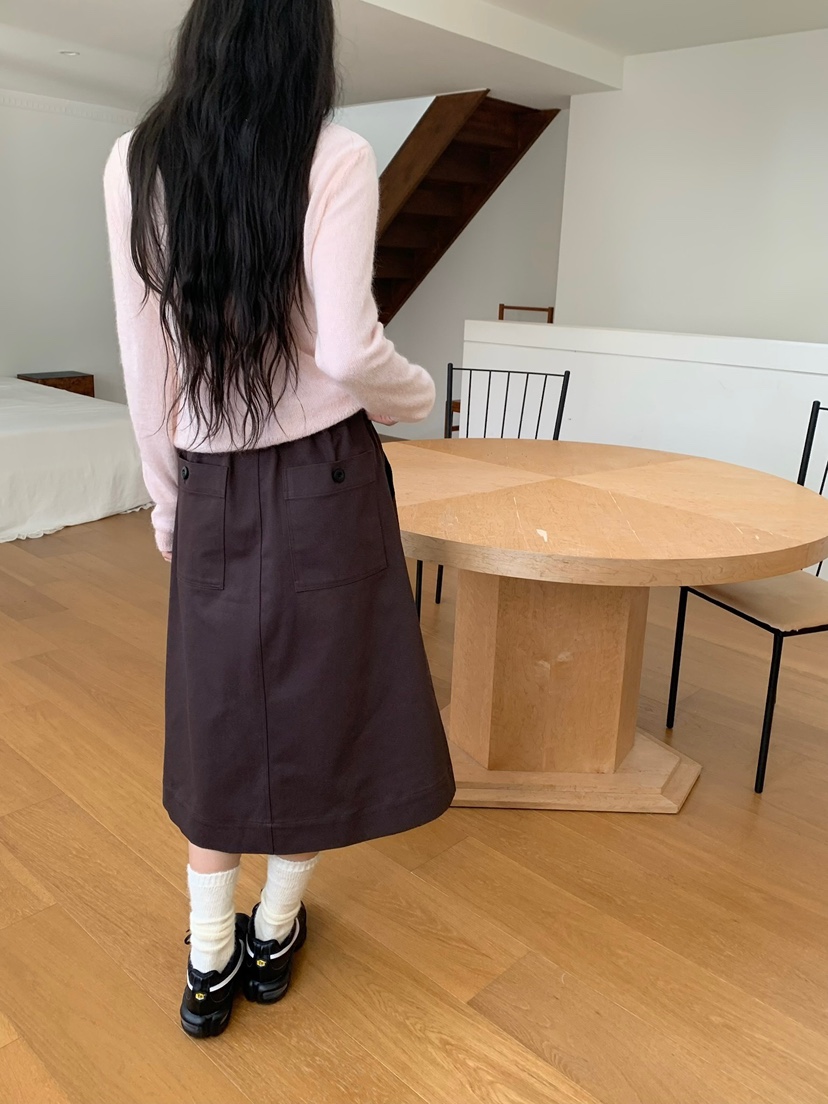 LOVEMYSANTA韓國直郵女士新款休閑推薦真品長裙斜紋布紐扣LOVEMYSANTA長裙
