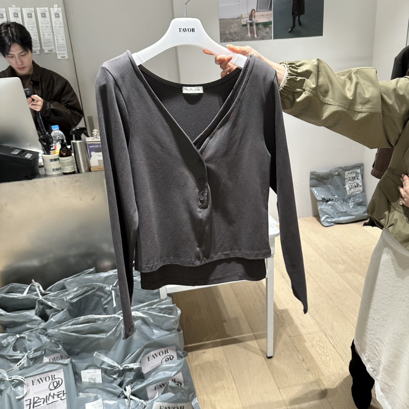 FAVOR-P韓國代購女裝新款真品熱賣休閑人氣推薦時尚長袖T恤FAVOR-P長袖T恤圖色3