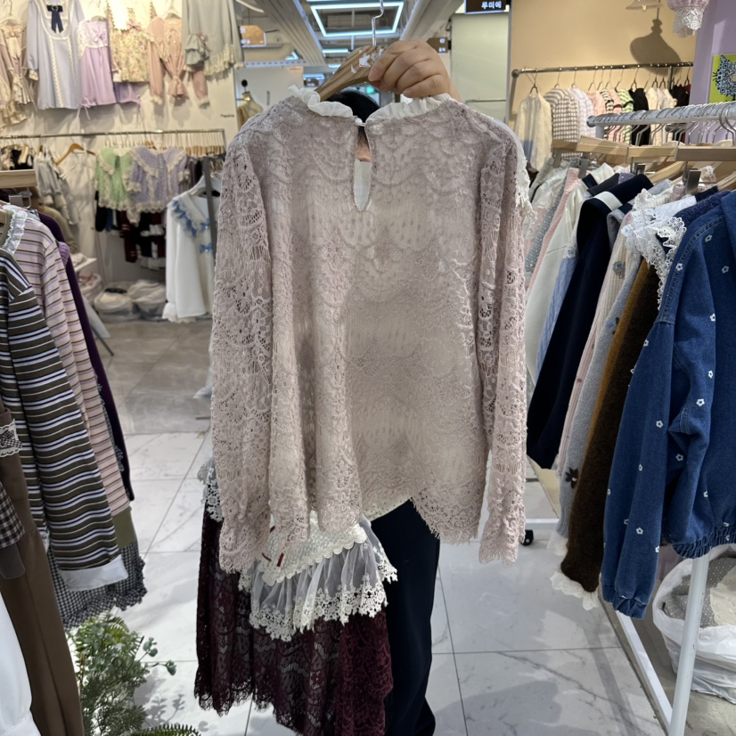 MS東大門實拍女士新款時尚真品熱賣人氣休閑推薦襯衫蕾絲衫MS襯衫/蕾絲衫