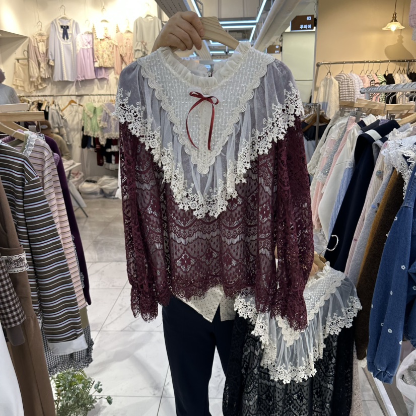MS東大門實拍女士新款時尚真品熱賣人氣休閑推薦襯衫蕾絲衫MS襯衫/蕾絲衫圖色2