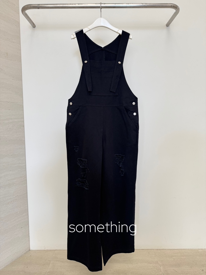 SOMETHING-L/FANCY東大門代購女裝新款休閑真品人氣背帶褲SOMETHING-L/FANCY背帶褲圖色3黑色