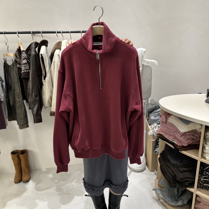AURA東大門代購女裝新品時尚推薦真品熱賣衛衣加絨拉鏈高領Au ra衛衣圖色1