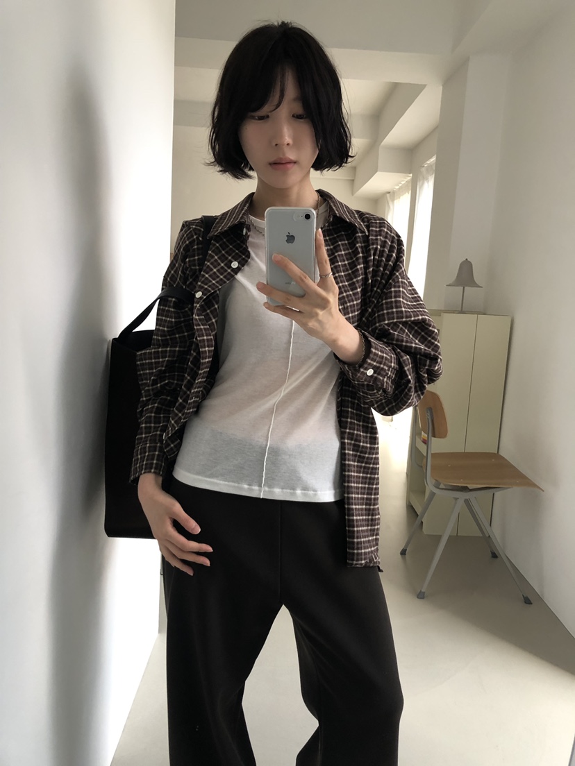 LONG PEAK韓國代購女裝新款推薦人氣時尚襯衫蕾絲衫格子LONG PEAK襯衫/蕾絲衫