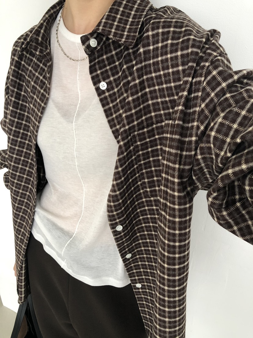 LONG PEAK韓國代購女裝新款推薦人氣時尚襯衫蕾絲衫格子LONG PEAK襯衫/蕾絲衫
