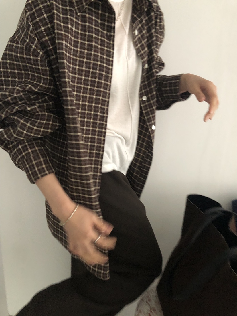 LONG PEAK韓國代購女裝新款推薦人氣時尚襯衫蕾絲衫格子LONG PEAK襯衫/蕾絲衫