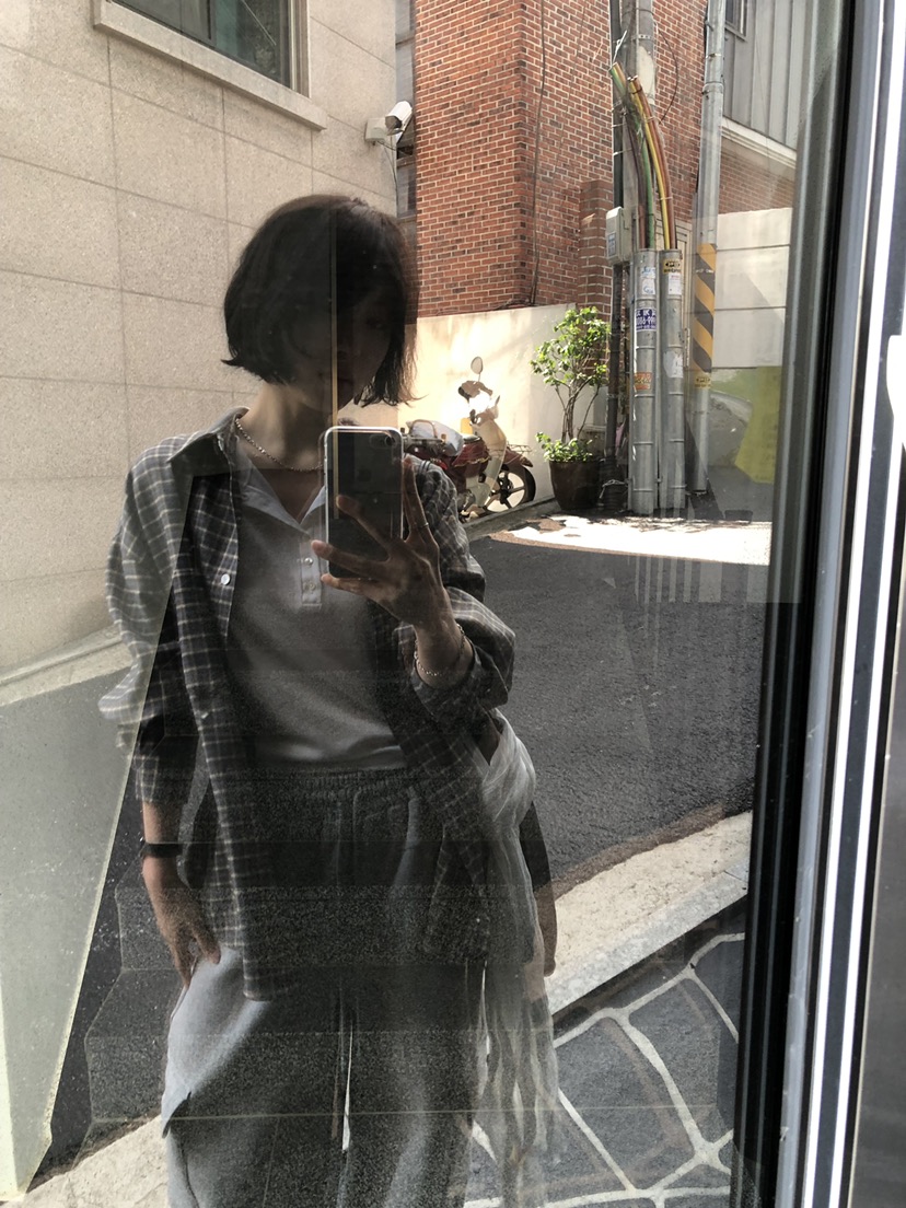 LONG PEAK韓國代購女裝新款推薦人氣時尚襯衫蕾絲衫格子LONG PEAK襯衫/蕾絲衫