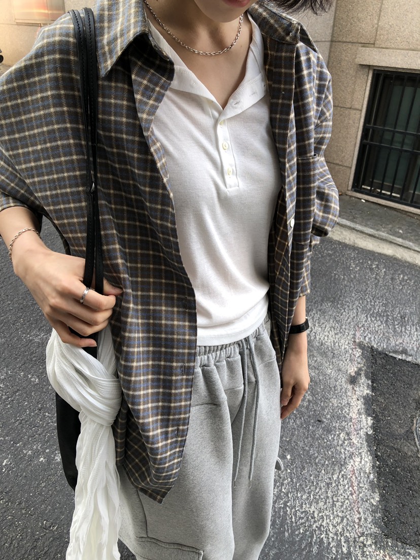 LONG PEAK韓國代購女裝新款推薦人氣時尚襯衫蕾絲衫格子LONG PEAK襯衫/蕾絲衫