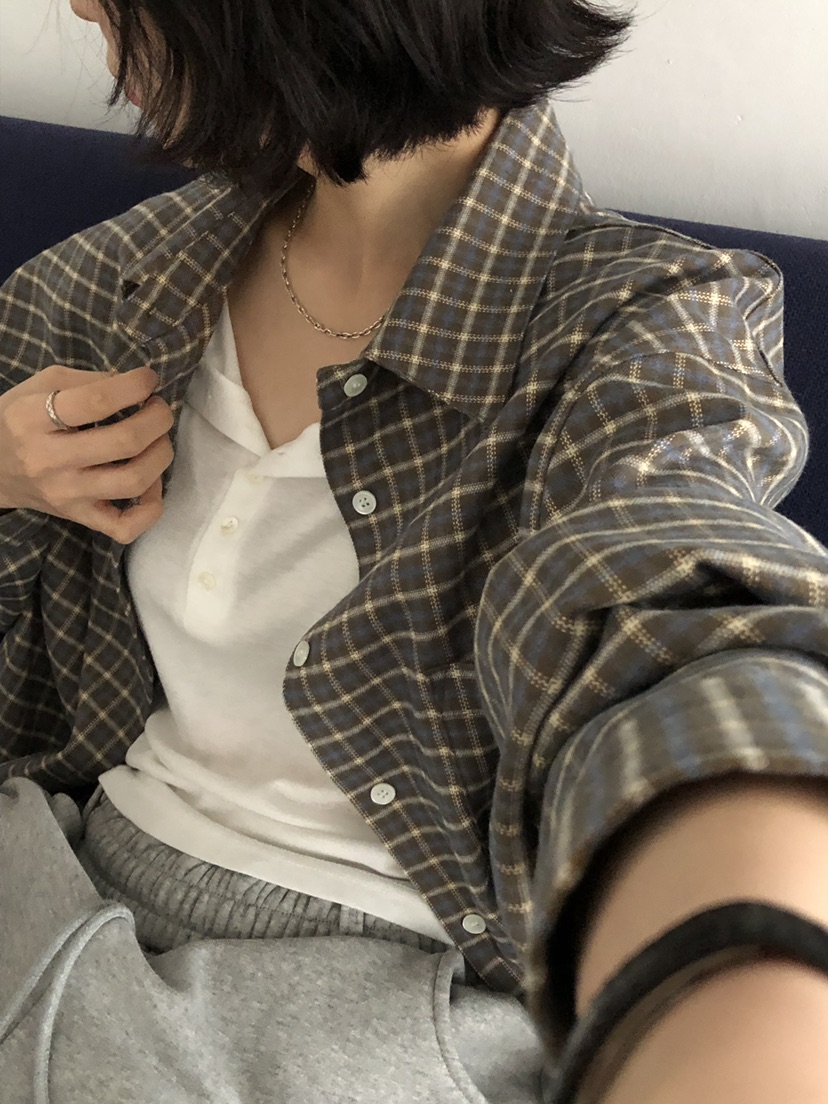 LONG PEAK韓國代購女裝新款推薦人氣時尚襯衫蕾絲衫格子LONG PEAK襯衫/蕾絲衫