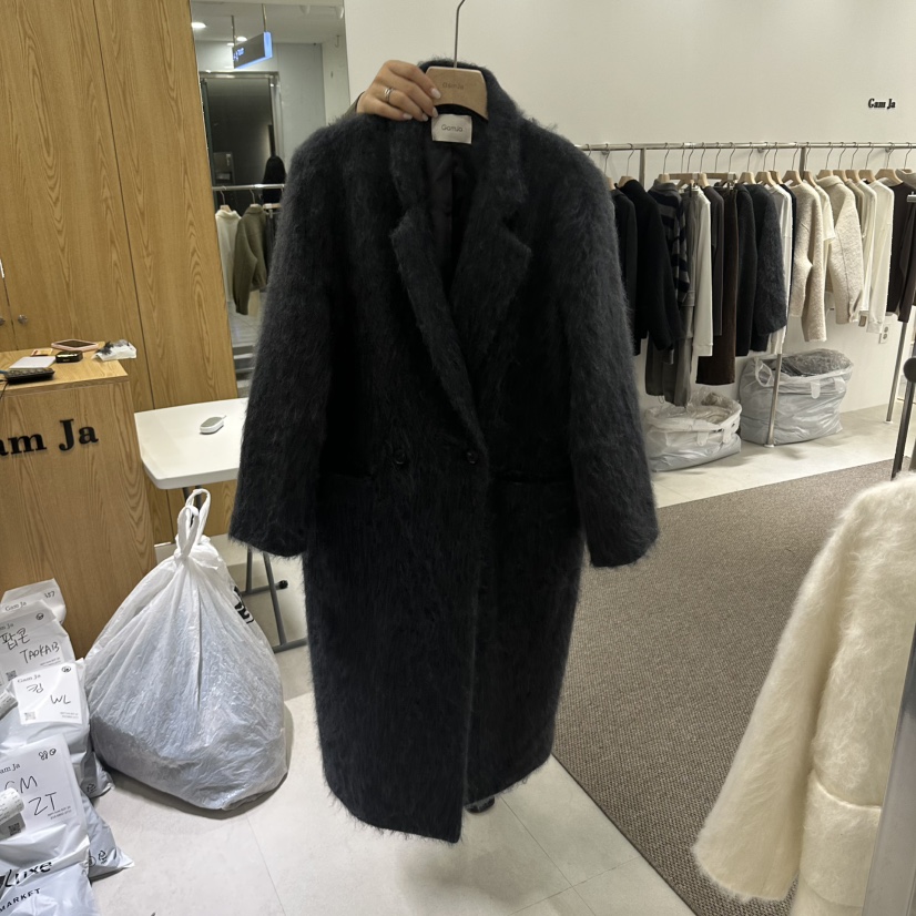GAM JA東大門代購女士新款時尚推薦人氣休閑熱賣中長款大衣GAM JA中長款大衣圖色3墨色
