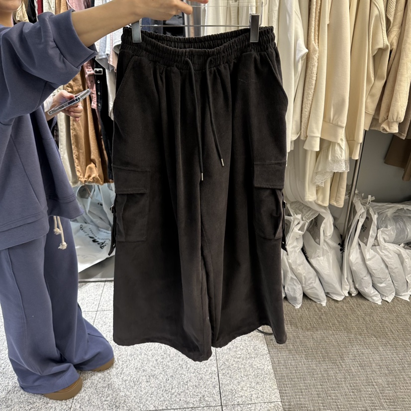 VIRKIN東大門直郵女裝新款時尚真品休閑休閑褲燈芯絨鏤空VIRKIN休閑褲圖色5墨色