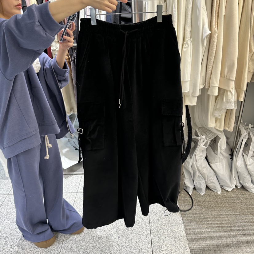 VIRKIN東大門直郵女裝新款時尚真品休閑休閑褲燈芯絨鏤空VIRKIN休閑褲圖色6黑色
