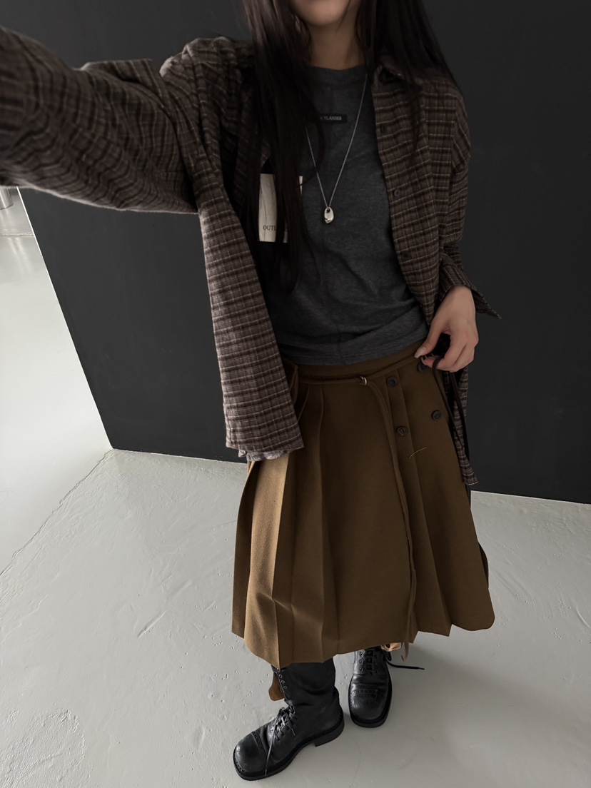 OUTLANDER韓國直郵女裝新品熱賣休閑時尚推薦半身裙中短裙OUTLANDER半身裙/中短裙