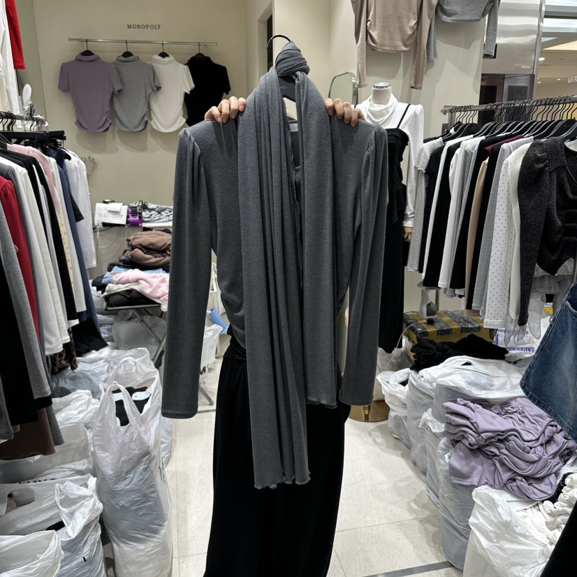 MONOPOLY韓國代購女士新品時尚熱賣推薦真品長袖T恤圍巾開衫MONO_POLY長袖T恤圖色4