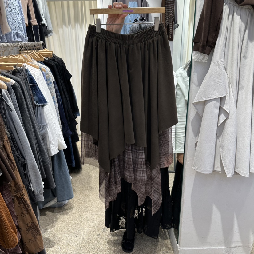 BELITA韓國直郵女裝新品休閑真品時尚推薦人氣長裙格紋絲絨BELITA長裙