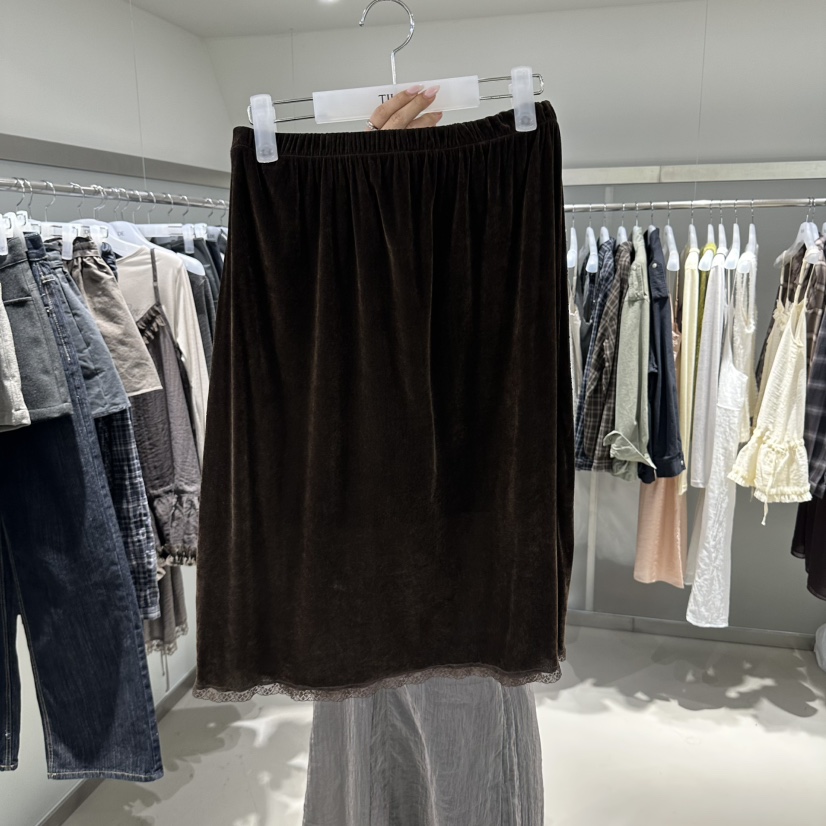 PORTS MOSS/TILDE東大門代購女裝新款休閑半身裙中短裙天鵝絨PORTS MOSS/TILDE半身裙/中短裙圖色2