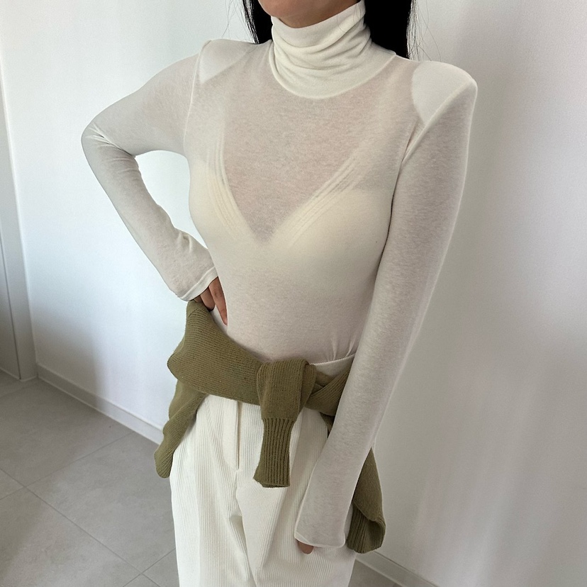 SOUIT東大門代購女裝新款人氣休閑推薦熱賣長袖T恤高領絎縫SOUIT by mabel長袖T恤圖色2
