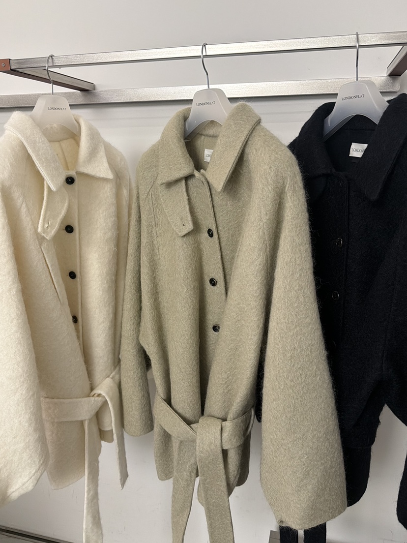 LONDON FLAT韓國代購女士新品真品休閑時尚中長款大衣手工LONDON FLAT中長款大衣