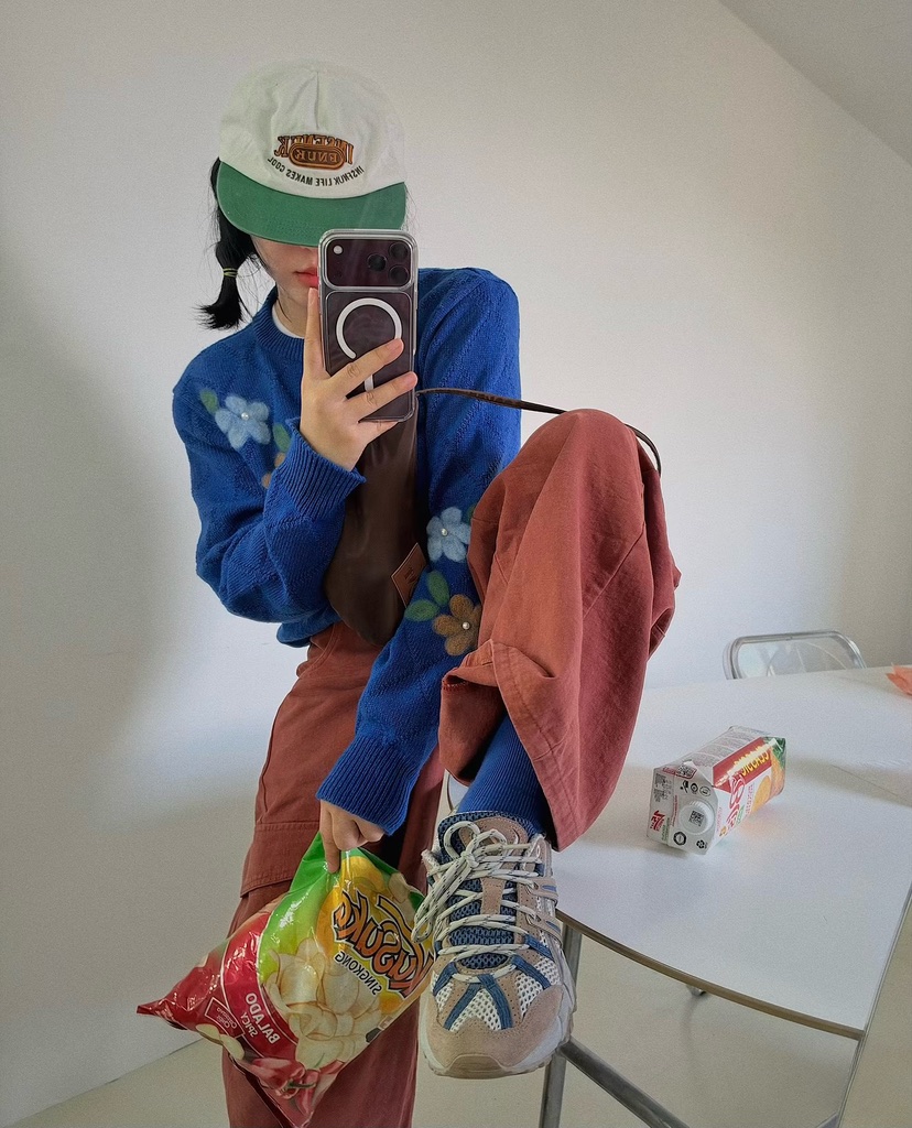 PAIRING韓國代購女士新款人氣真品推薦熱賣開衫花紋格紋開衫PAIRING開衫