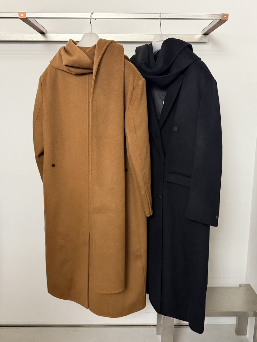 LONDON FLAT韓國代購女裝新品真品中長款大衣含圍巾手工LONDON FLAT中長款大衣