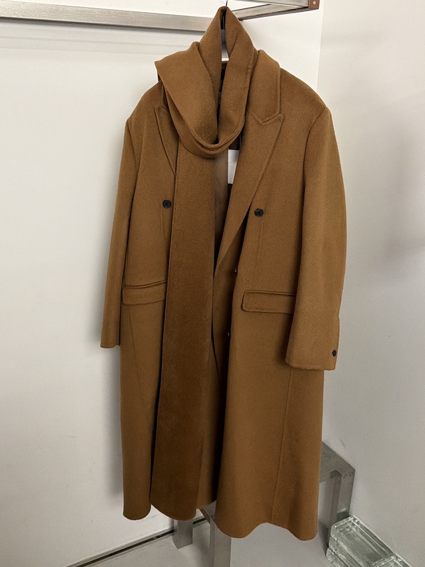 LONDON FLAT韓國代購女裝新品真品中長款大衣含圍巾手工LONDON FLAT中長款大衣圖色1
