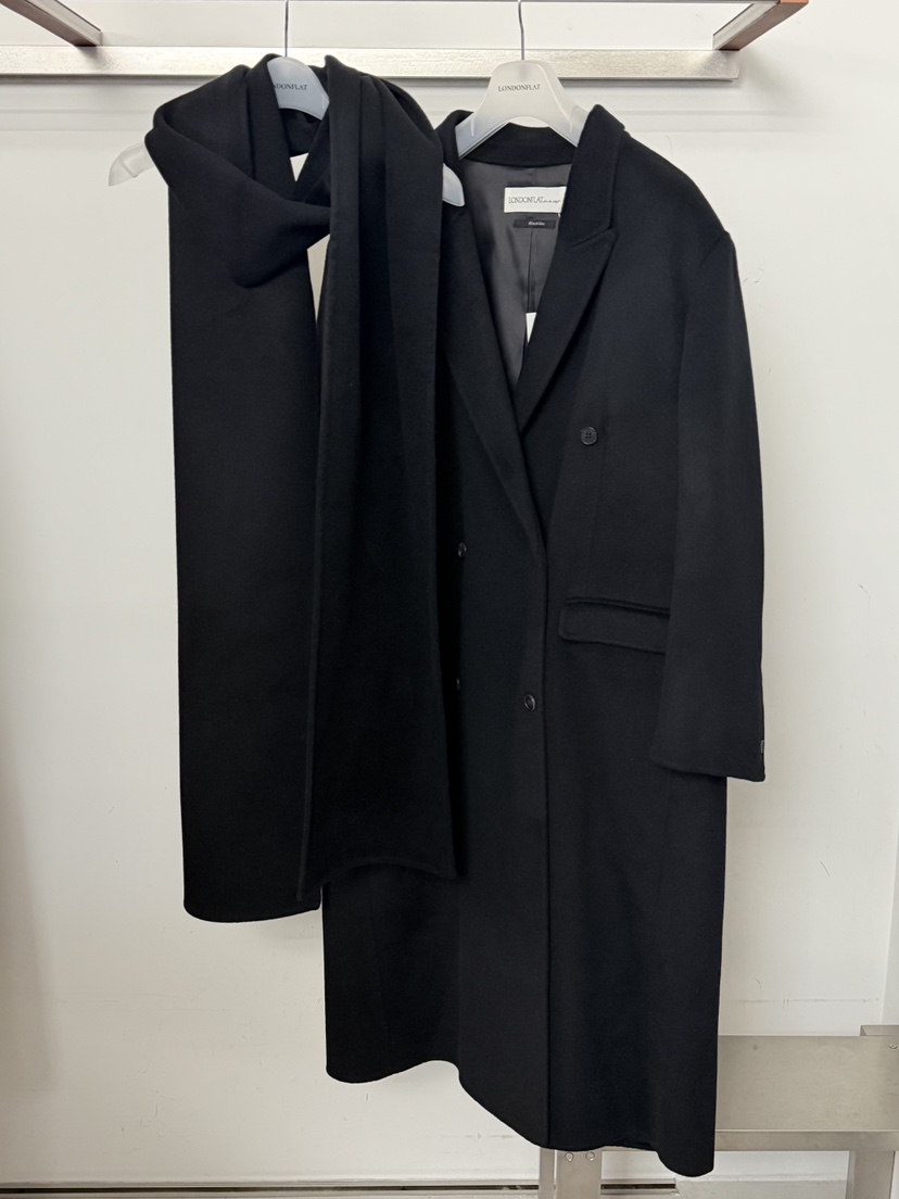 LONDON FLAT韓國代購女裝新品真品中長款大衣含圍巾手工LONDON FLAT中長款大衣圖色2