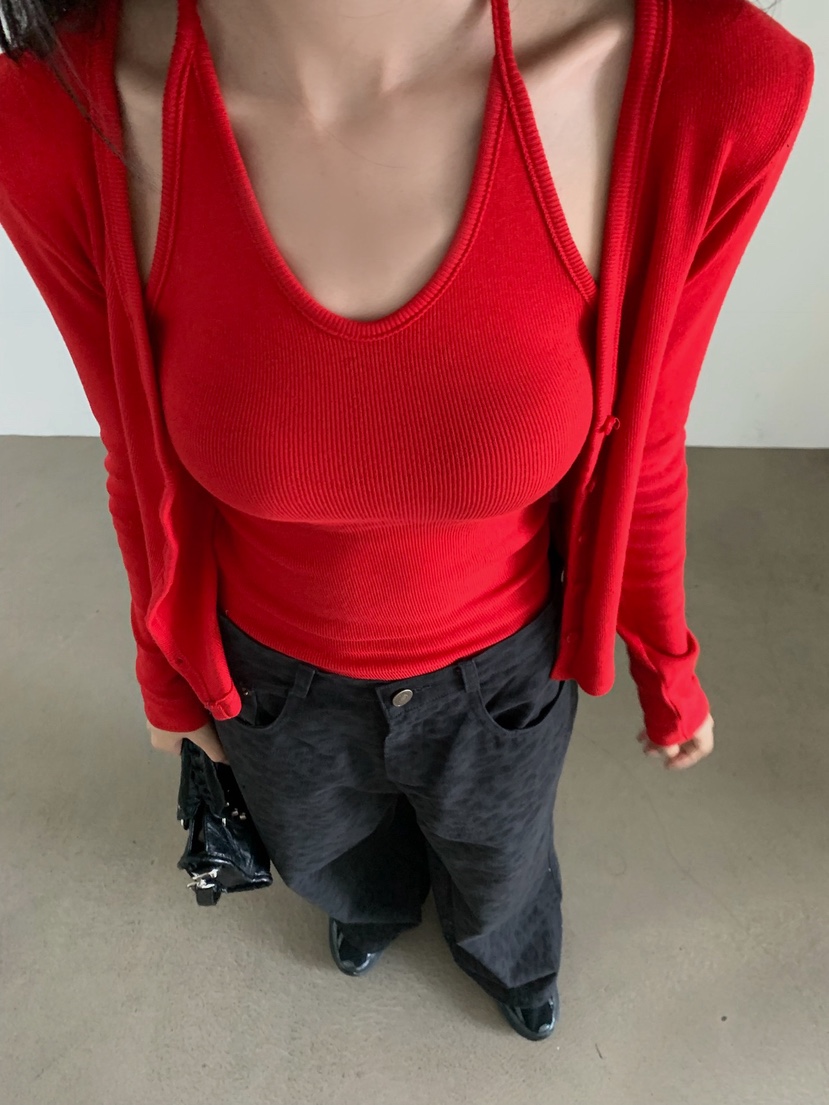 VERANDA韓國代購女裝新款熱賣推薦時尚真品套裝露背開衫無袖VERANDA套裝