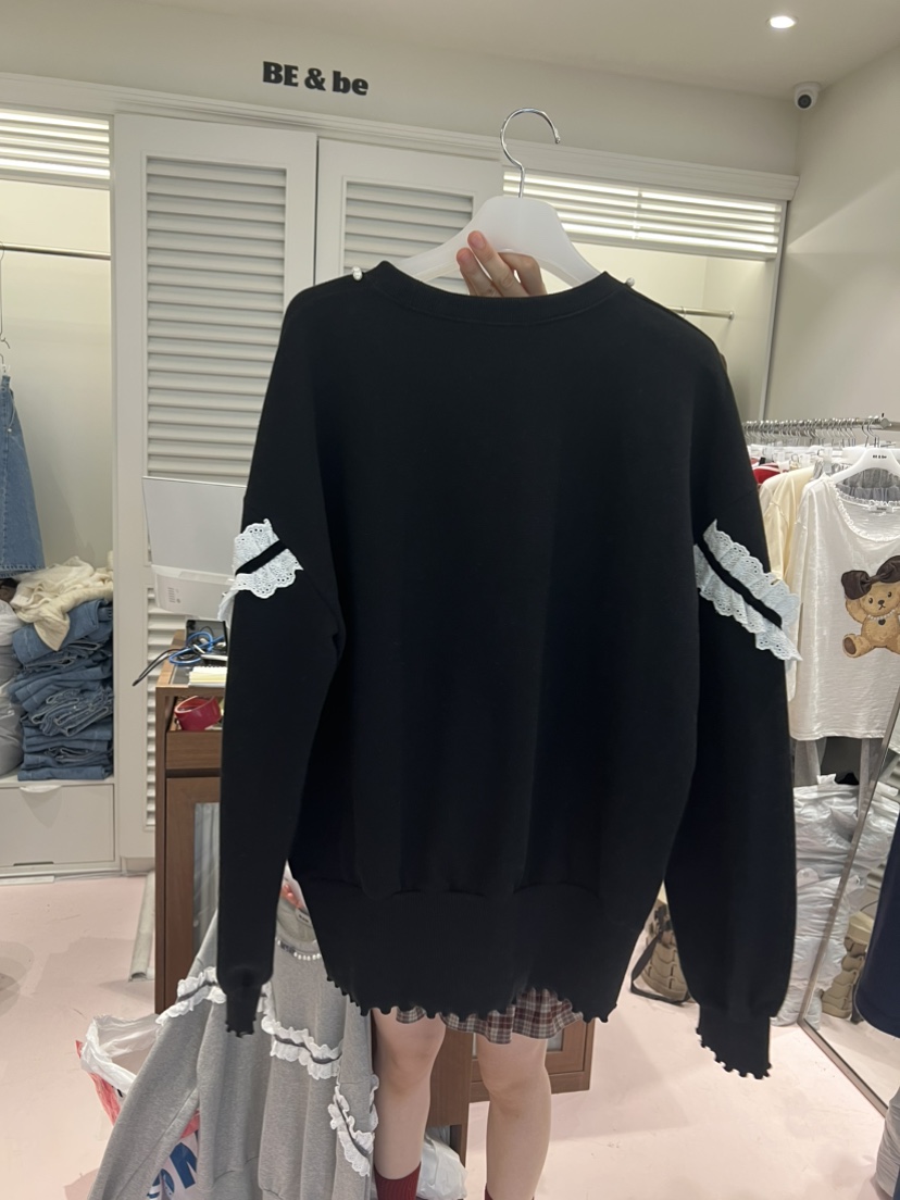 BE&amp;BE韓國代購女士新款時尚休閑熱賣衛衣天鵝絨珍珠BE&be衛衣