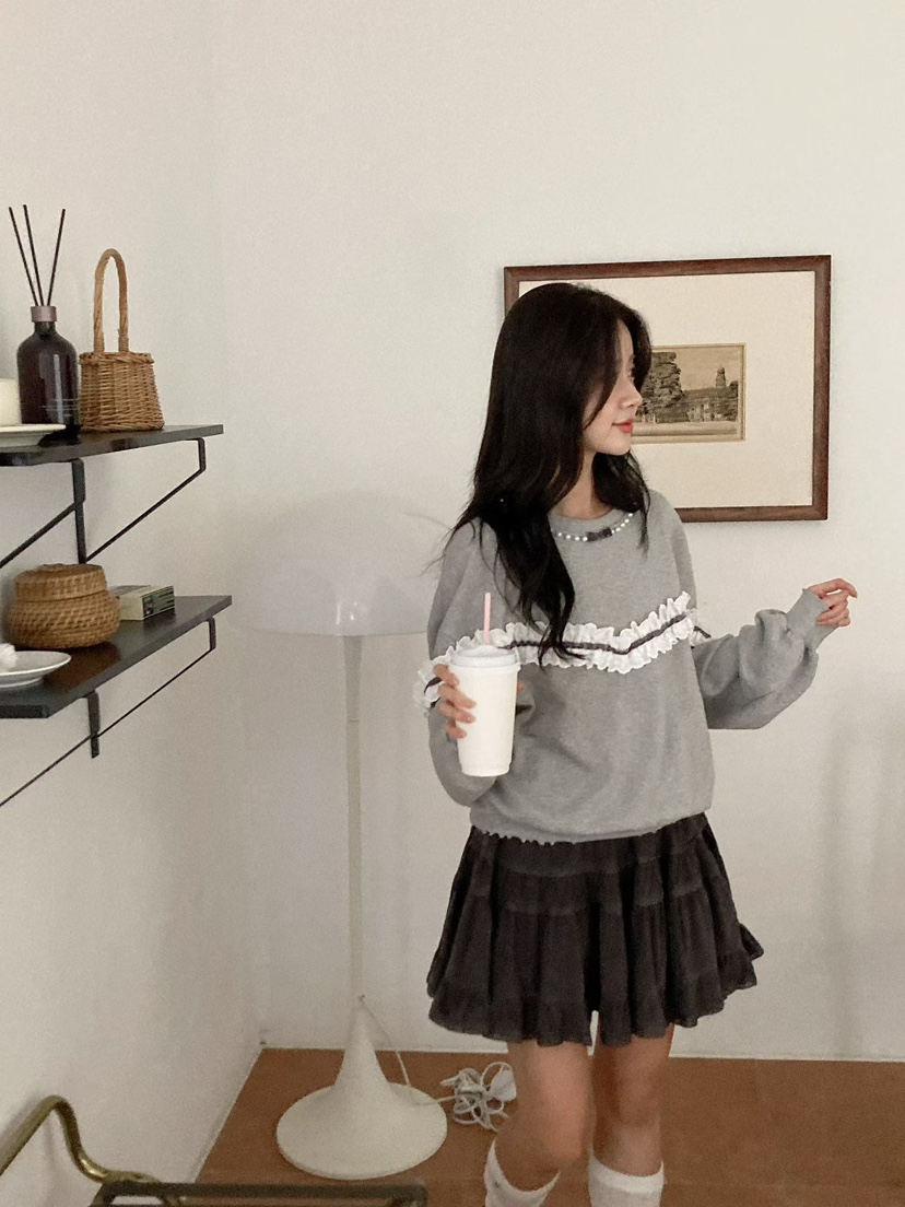 BE&amp;BE韓國代購女士新款時尚休閑熱賣衛衣天鵝絨珍珠BE&be衛衣