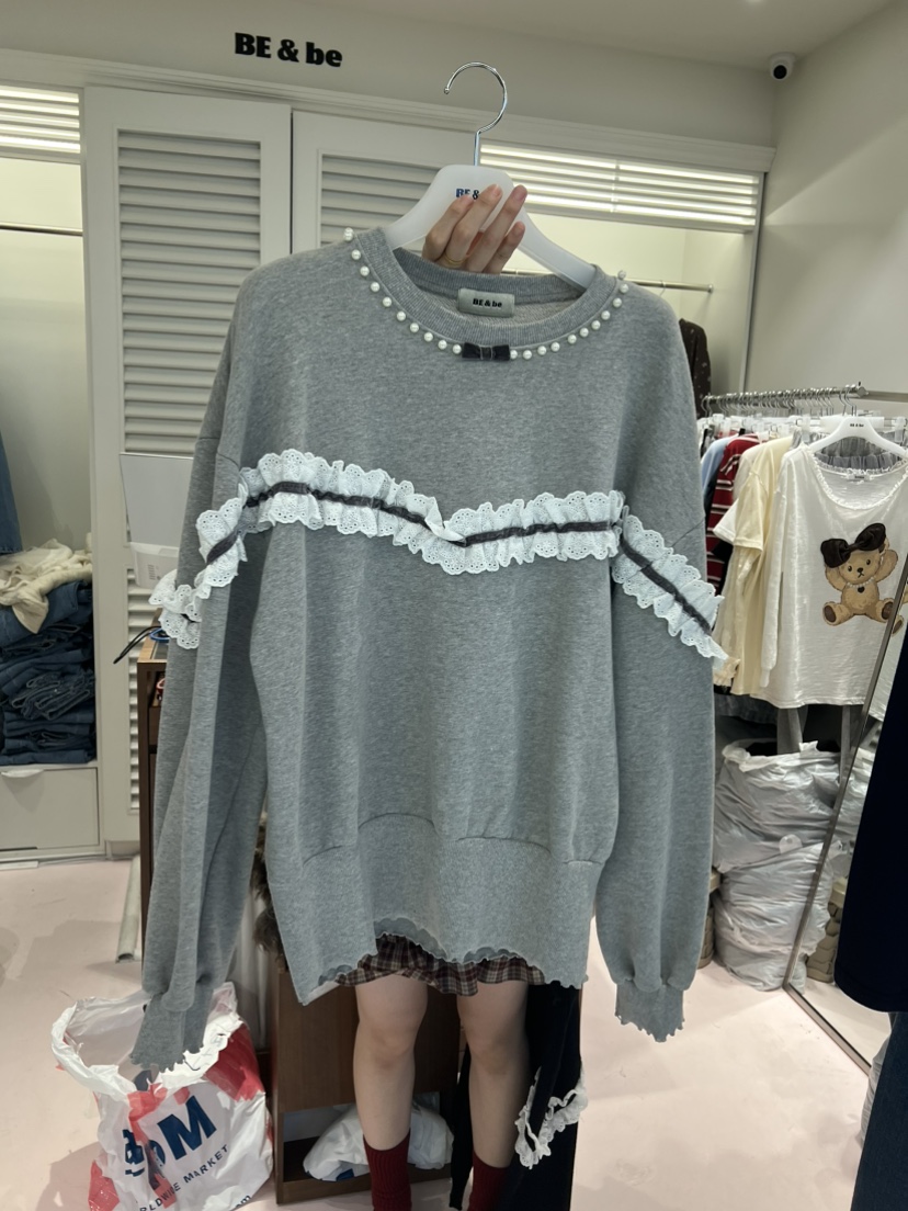 BE&amp;BE韓國代購女士新款時尚休閑熱賣衛衣天鵝絨珍珠BE&be衛衣圖色2