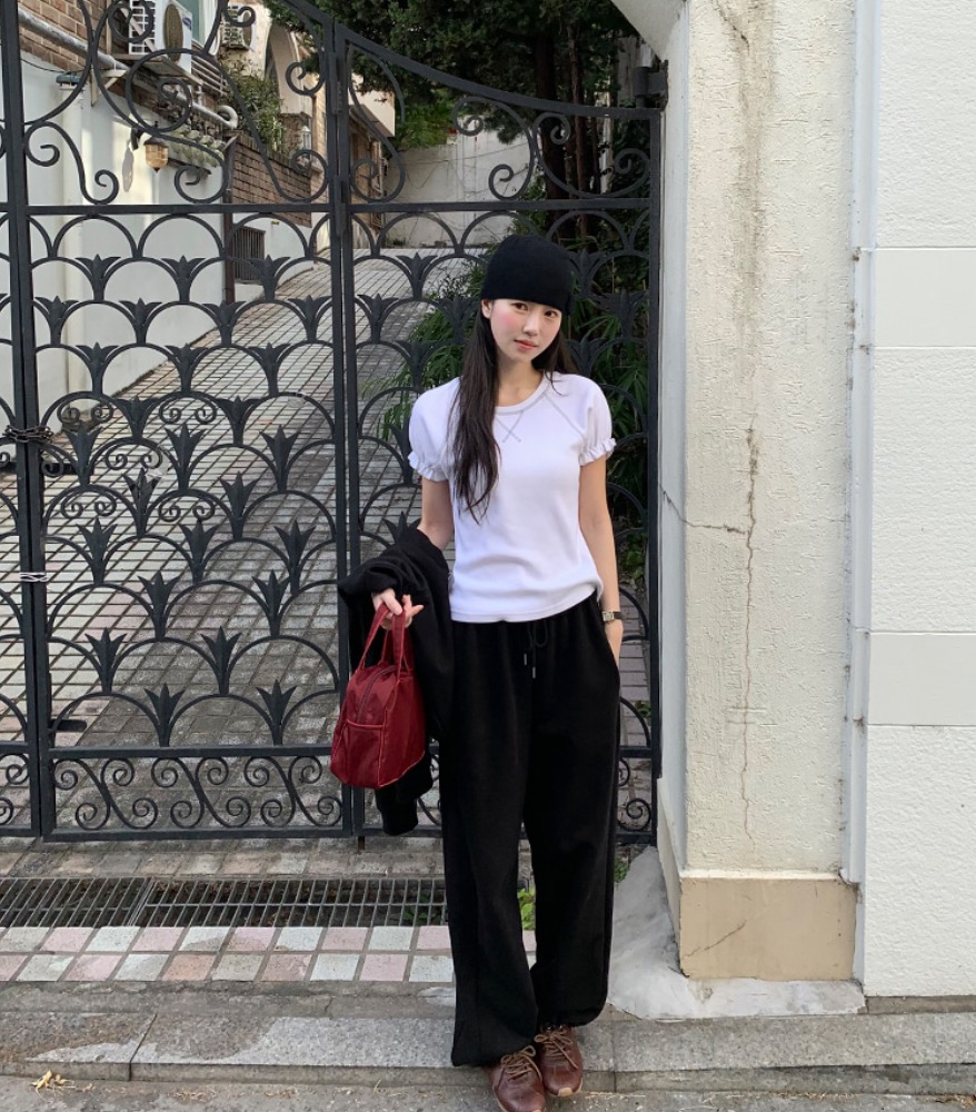 BLACK PIG/BERTO韓國直郵女士新品時尚T恤安哥拉泡泡袖BLACK PIG/BERTOT恤