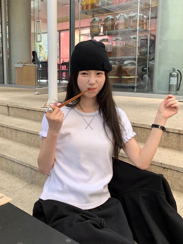 BLACK PIG/BERTO韓國直郵女士新品時尚T恤安哥拉泡泡袖BLACK PIG/BERTOT恤