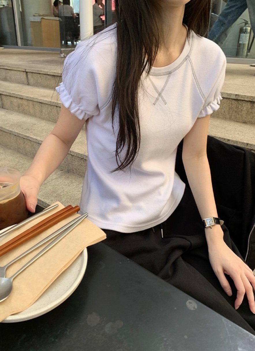 BLACK PIG/BERTO韓國直郵女士新品時尚T恤安哥拉泡泡袖BLACK PIG/BERTOT恤