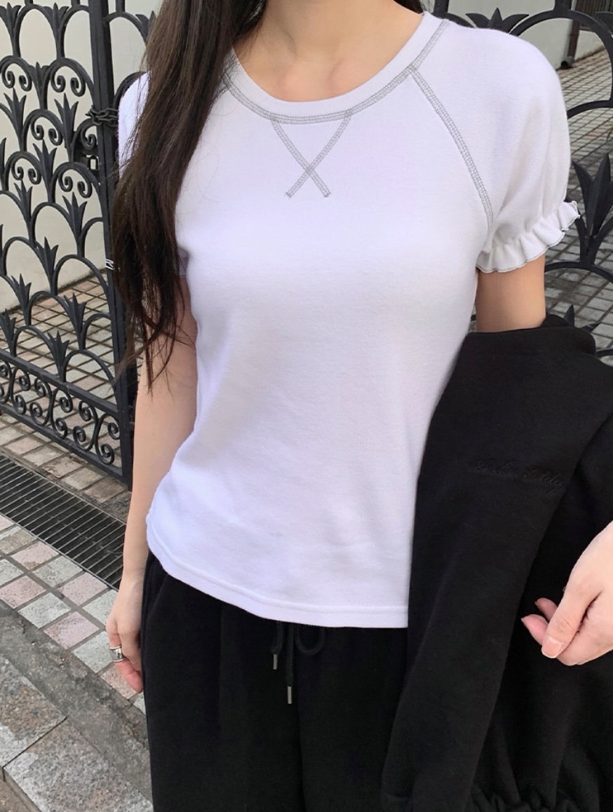 BLACK PIG/BERTO韓國直郵女士新品時尚T恤安哥拉泡泡袖BLACK PIG/BERTOT恤圖色1