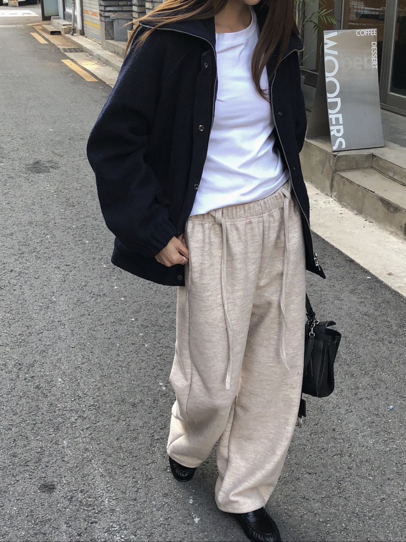 ONDO-P韓國直郵女裝新品推薦時尚人氣休閑褲含腰繩加絨腰帶ONDO-P休閑褲
