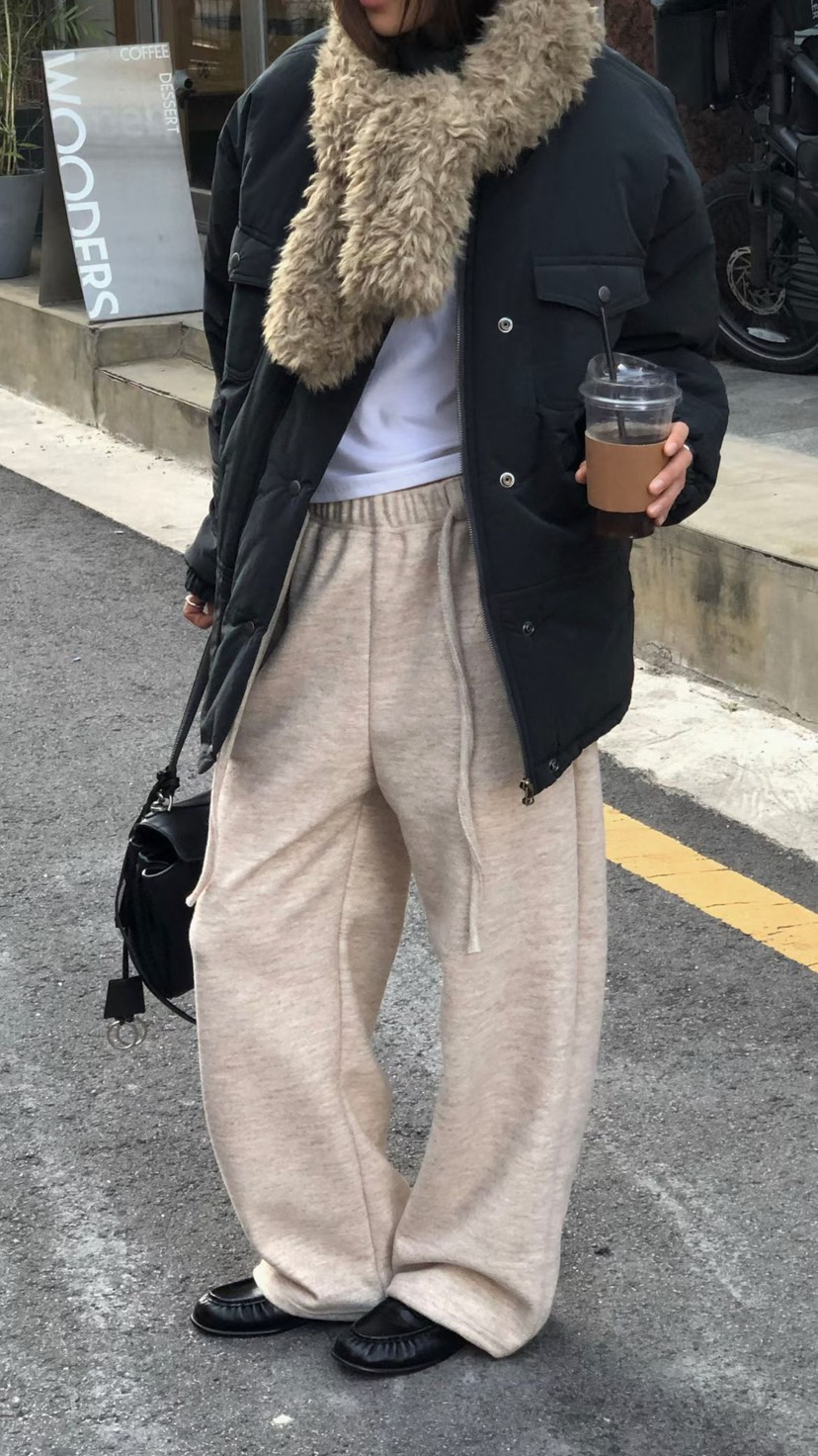 ONDO-P韓國直郵女裝新品推薦時尚人氣休閑褲含腰繩加絨腰帶ONDO-P休閑褲圖色1