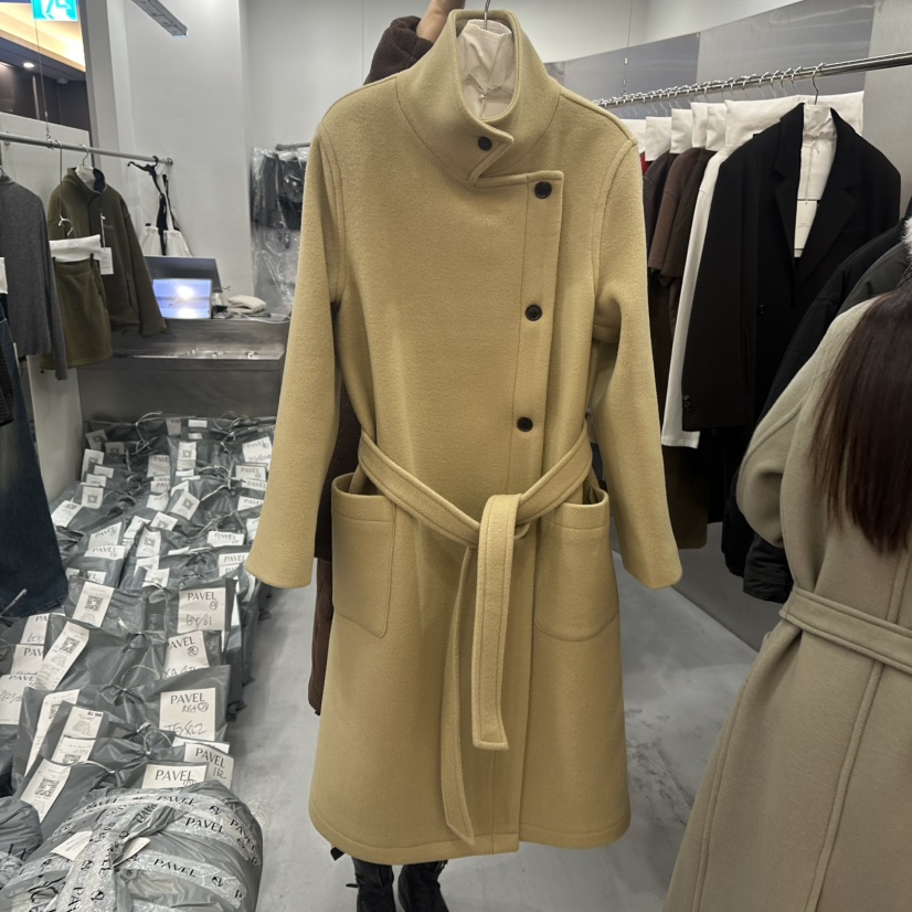 PAVEL韓國直郵女裝新品推薦時尚熱賣休閑中長款大衣含腰帶PAVEL中長款大衣圖色1