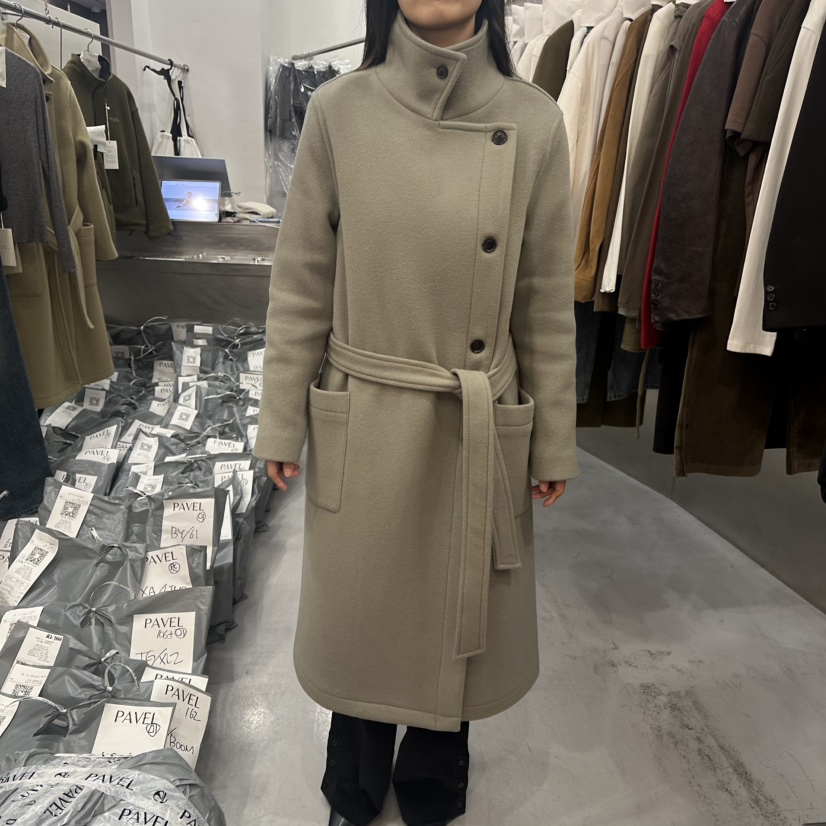 PAVEL韓國直郵女裝新品推薦時尚熱賣休閑中長款大衣含腰帶PAVEL中長款大衣圖色2