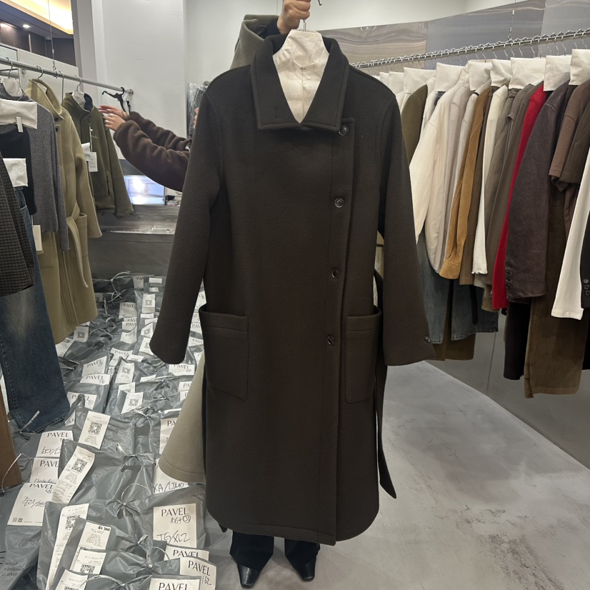 PAVEL韓國直郵女裝新品推薦時尚熱賣休閑中長款大衣含腰帶PAVEL中長款大衣圖色3