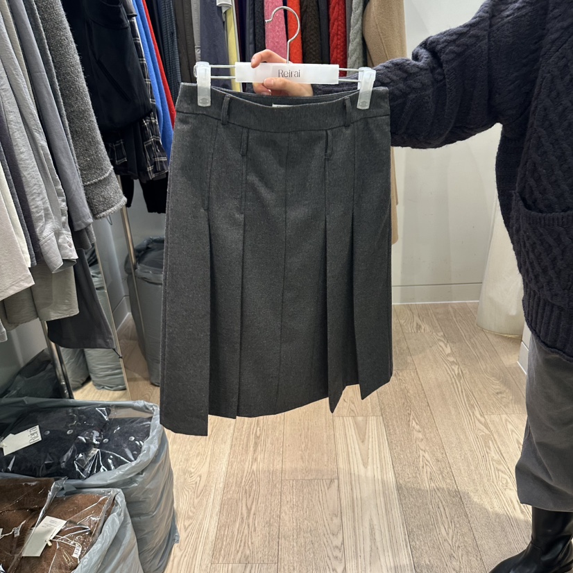 REIRAI韓國直郵女士新品人氣休閑熱賣半身裙中短裙百褶褶裙Reirai半身裙/中短裙圖色1灰色
