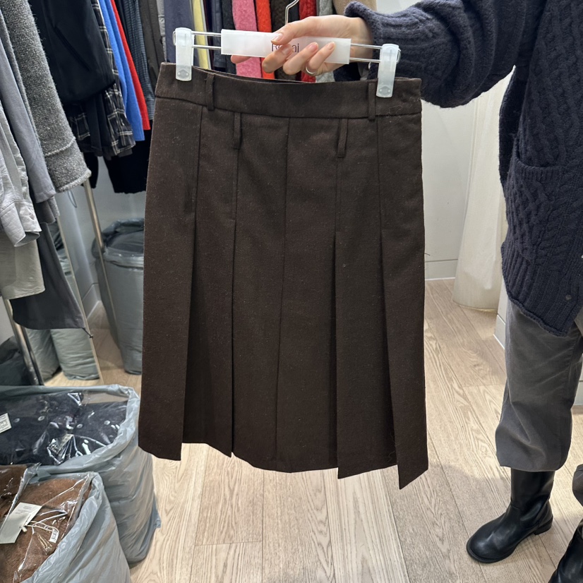REIRAI韓國直郵女士新品人氣休閑熱賣半身裙中短裙百褶褶裙Reirai半身裙/中短裙圖色2棕色