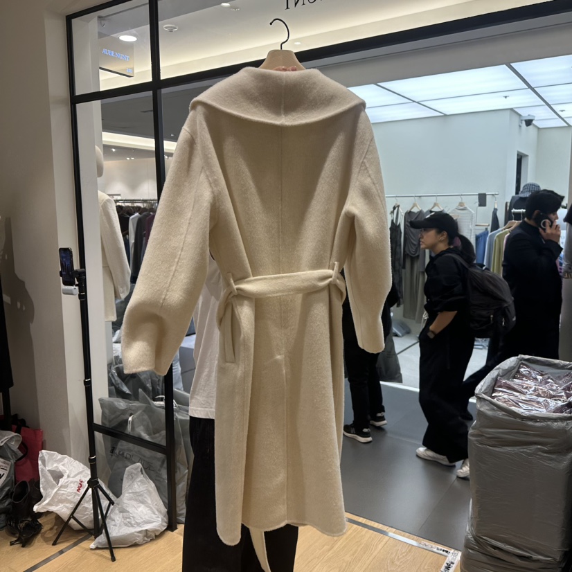 aube nunt東大門實拍女士新款真品休閑中長款大衣含腰帶aube nunt中長款大衣