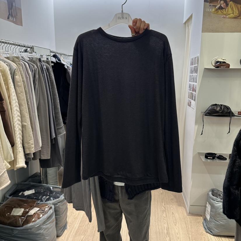 REIRAI東大門代購女裝新品時尚推薦人氣熱賣休閑長袖T恤柔軟Reirai長袖T恤圖色5深灰色