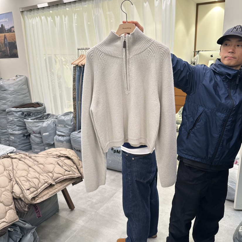 URBANSTORY/REMAKING東大門直郵女士新品時尚毛衣拉鏈短款Remaking/URBANSTORY毛衣圖色1