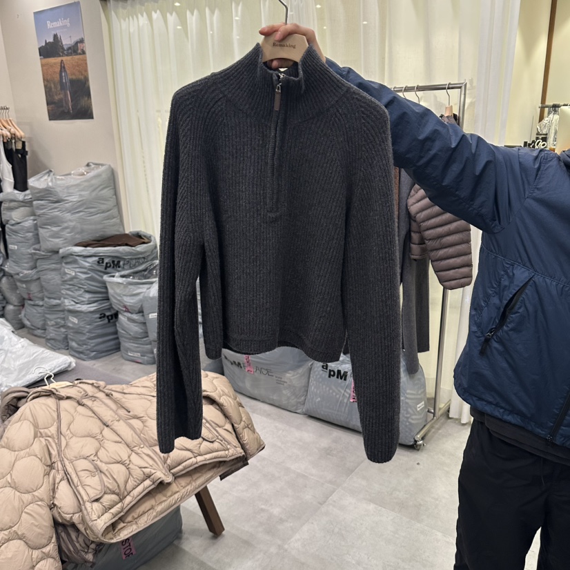 URBANSTORY/REMAKING東大門直郵女士新品時尚毛衣拉鏈短款Remaking/URBANSTORY毛衣圖色4