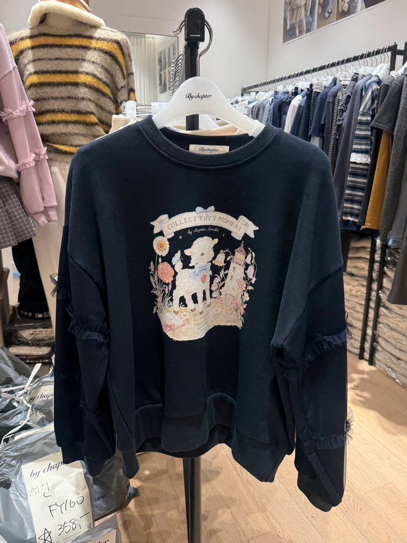 BY CHAPTER韓國代購女士新品熱賣推薦真品時尚休閑人氣衛衣BY Chapter衛衣圖色2藏藍色