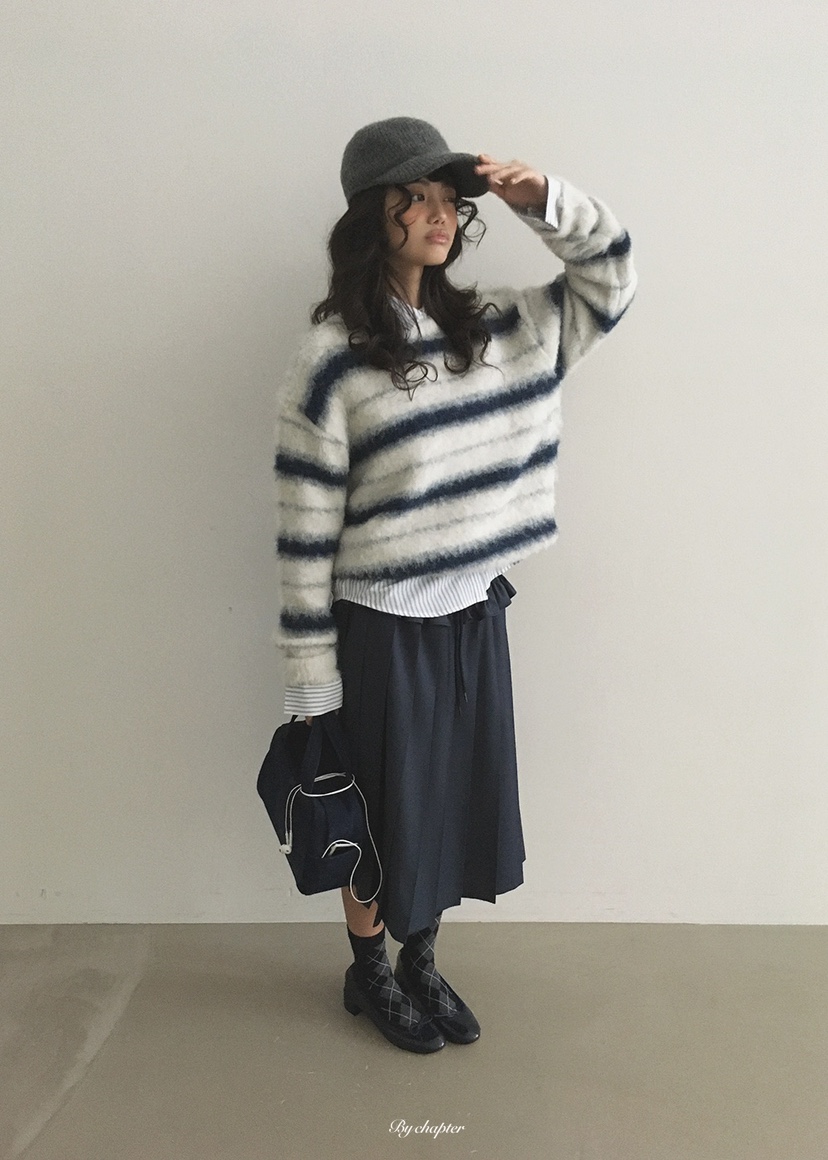 BY CHAPTER東大門實拍女裝新品時尚休閑毛衣不含內搭條紋BY Chapter毛衣