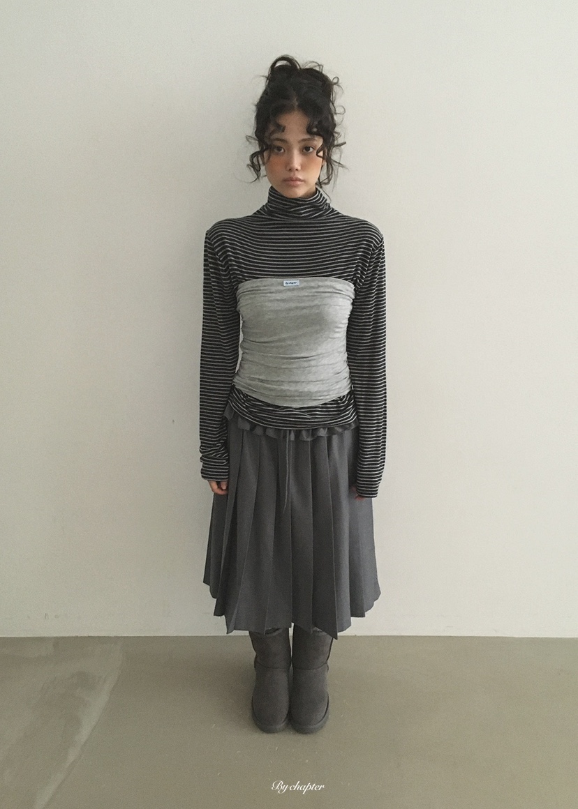 BY CHAPTER韓國代購女士新款真品熱賣推薦人氣套裝高領褶皺BY Chapter套裝