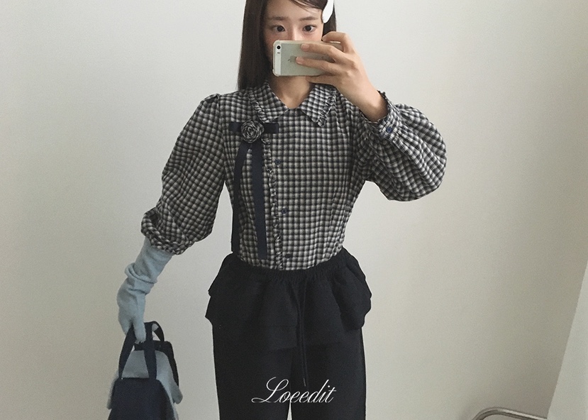 LOEEDIT韓國直郵女裝新款熱賣推薦休閑真品人氣襯衫蕾絲衫LOEEDIT襯衫/蕾絲衫