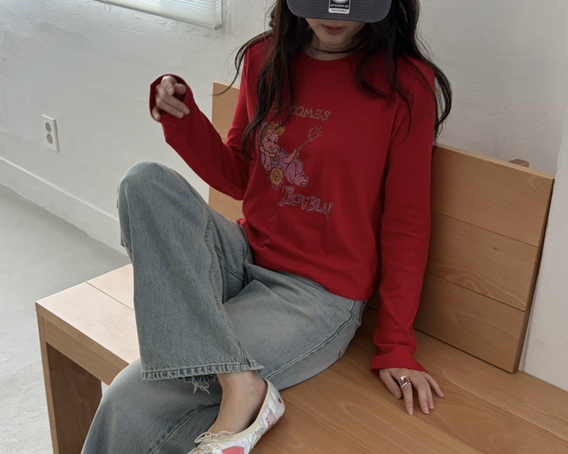 PEBBLE東大門實拍女裝新款推薦真品人氣時尚休閑熱賣長袖T恤PEBBLE長袖T恤